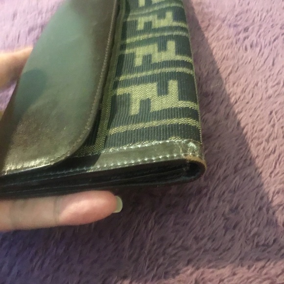 Vintage Authentic FENDI Zucca Bifold Long Wallet Brown Canvas/Leather - Picture 11 of 16